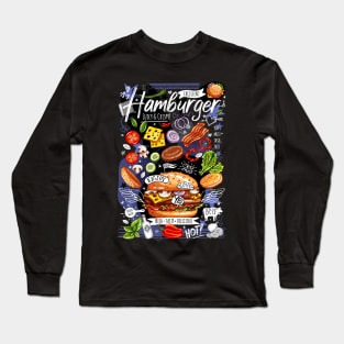 Food poster, fast food, cooking, burger, hamburger, cheeseburger Long Sleeve T-Shirt